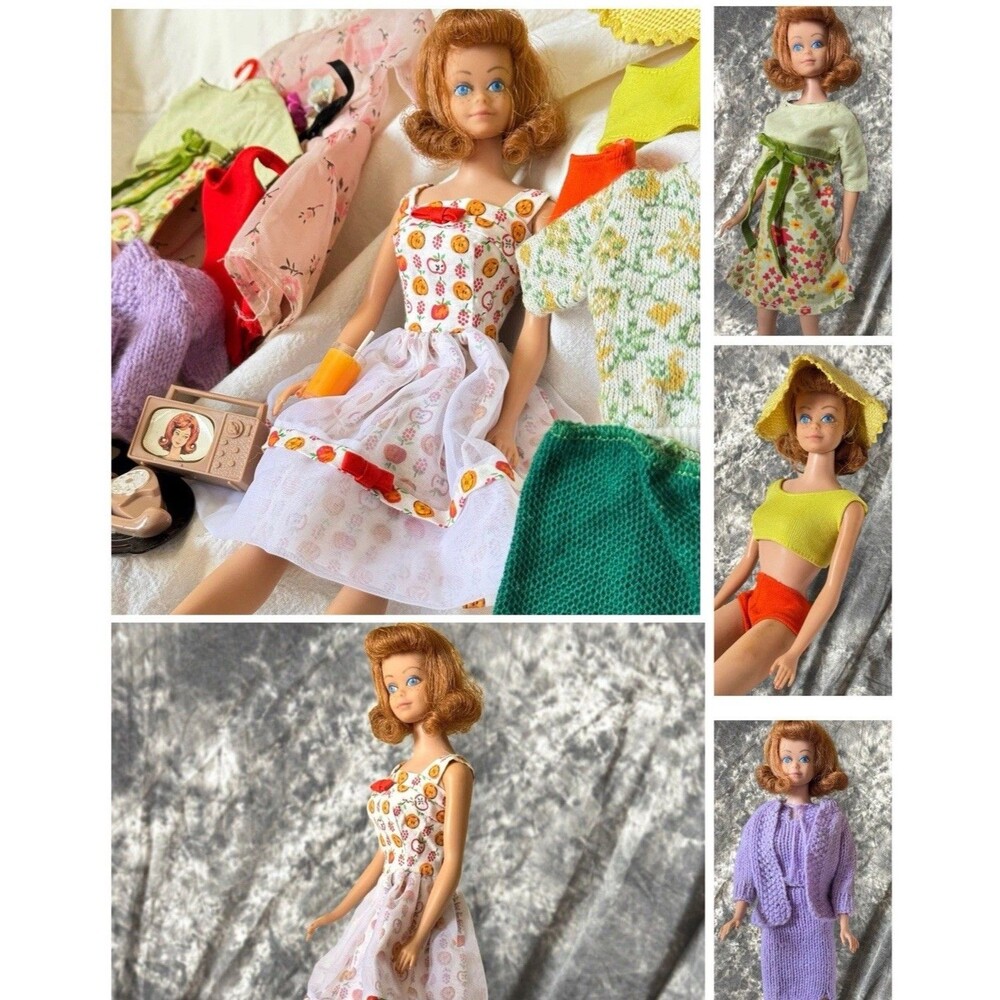 1960's Titan MIDGE Doll LUNCH DATE #1600 Dress w/telephone TV 2 Swimsuits More